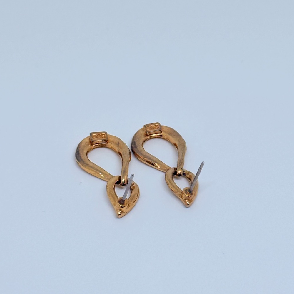 Elegant Gold-Tone Link Earrings SCO Vintage - Picture 9 of 11